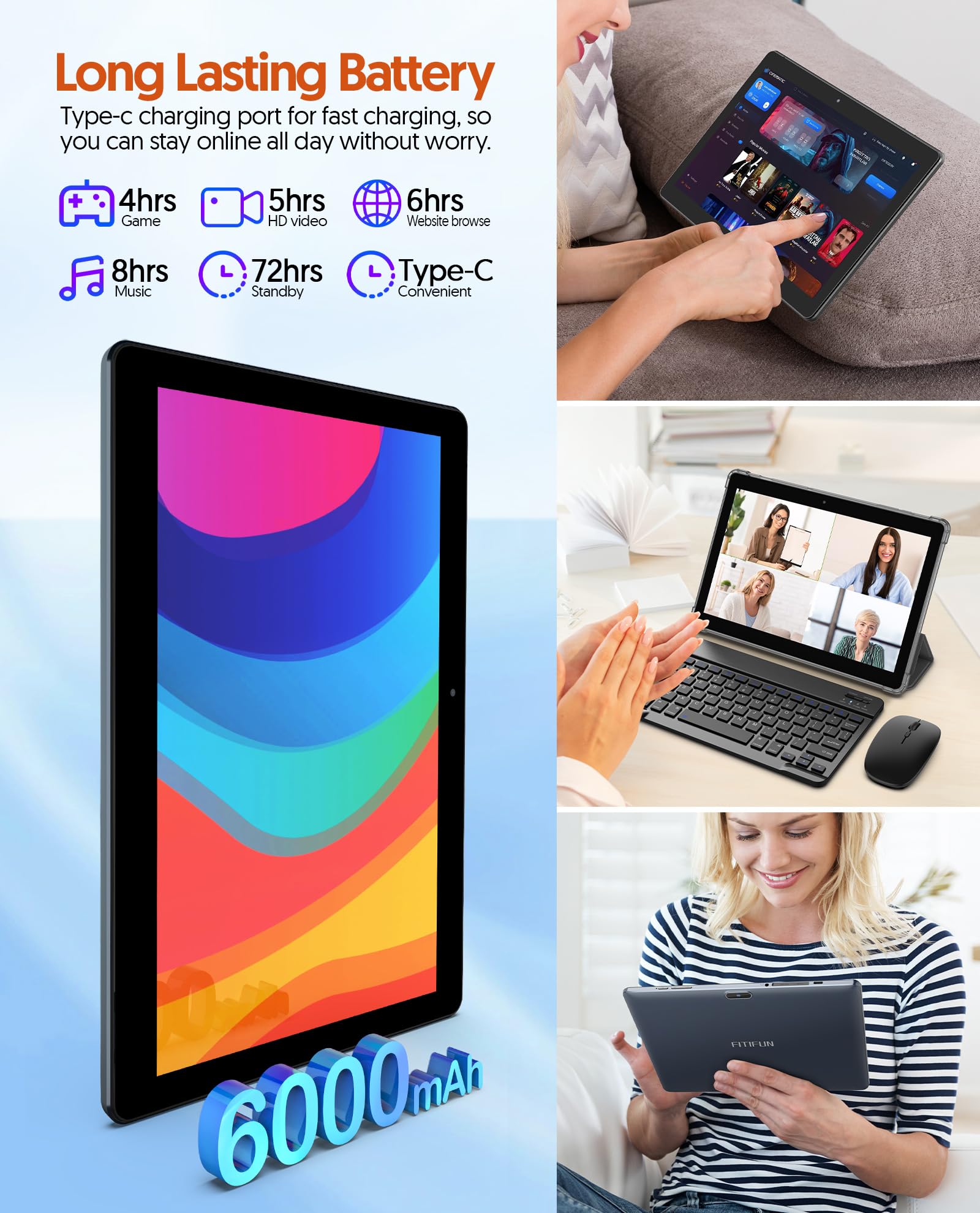 Amazon.com : Fitifun 10.1 inch Tablet Android 13 Tablets, 4GB+64GB